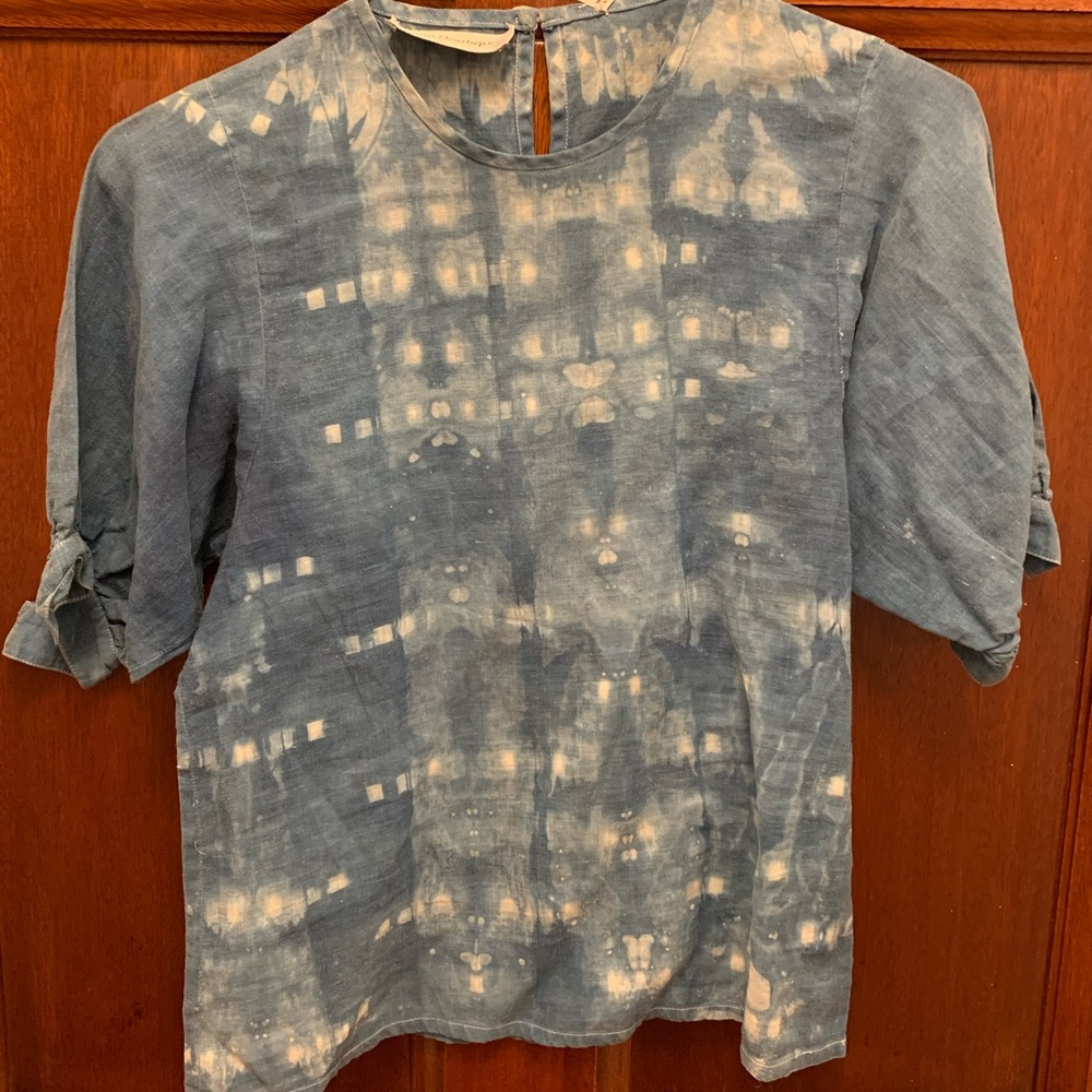 Vintage Linen Top in Indigo Dye